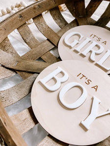 "It’s a Boy" Gender Reveal Announcement Sign - Round