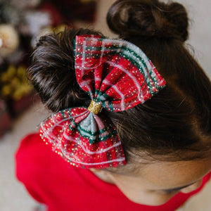 Christmas Plaid Bow Clip - Kids Holiday Hair Clip