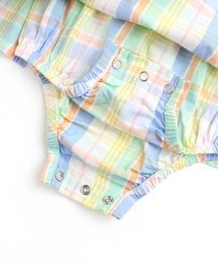 RuffleButts + RuggedButts® Rainbow Plaid Skirted Romper