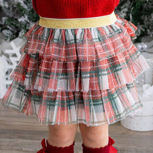 Christmas Plaid Tiered Tutu - Dress Up Skirt - Holiday Tutu