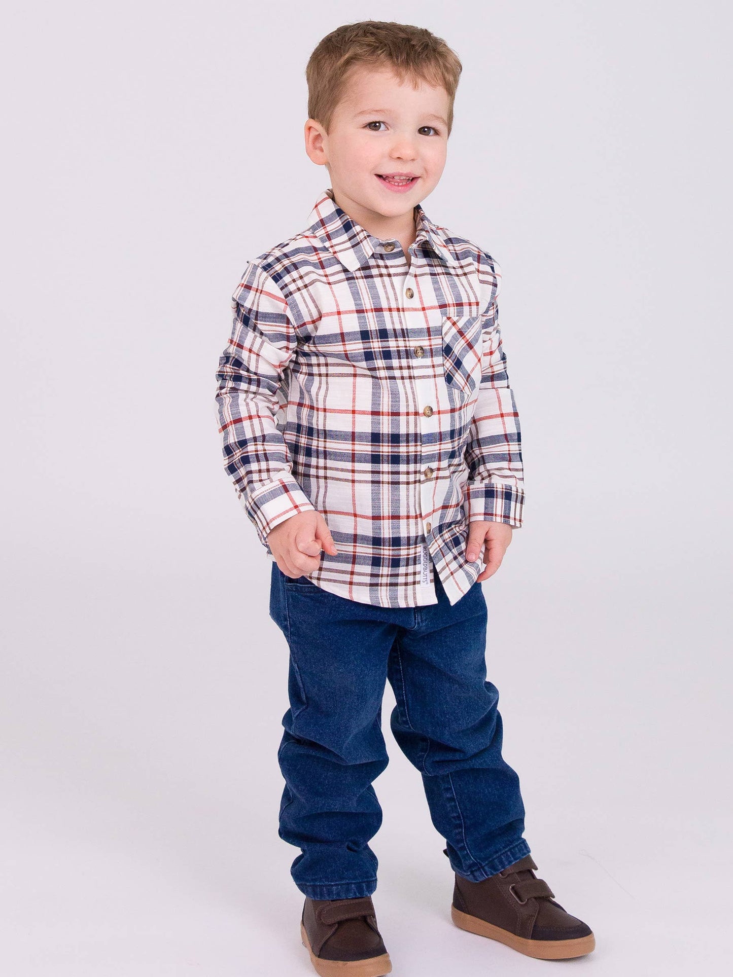 Boys Homegrown Harvest Plaid Long Sleeve Button Down Shirt