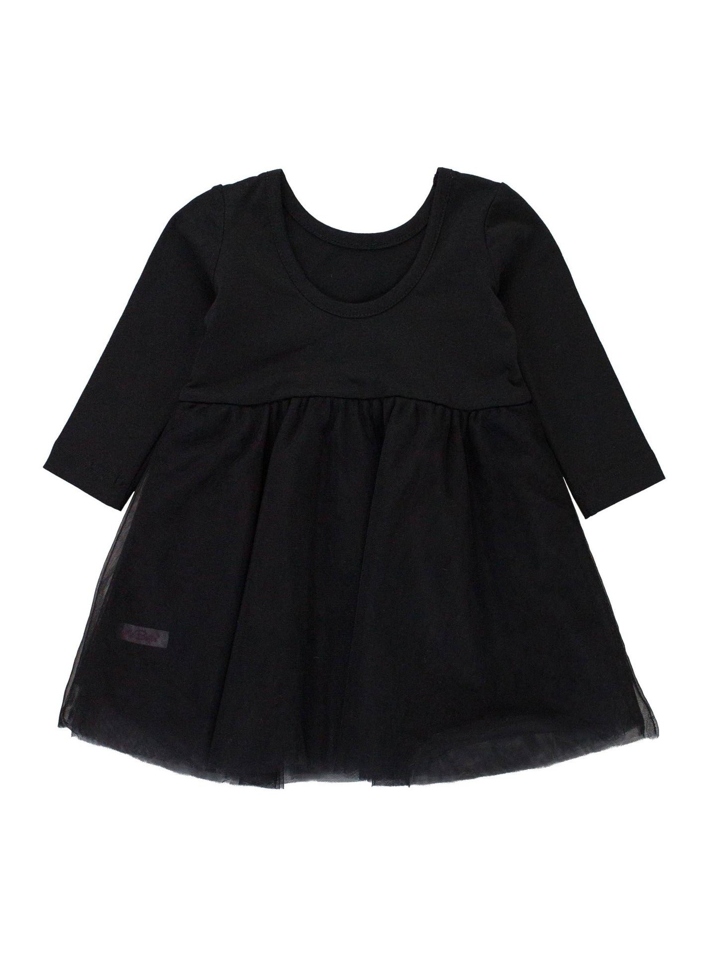 Girls Black Long Sleeve Tulle Twirl Dress