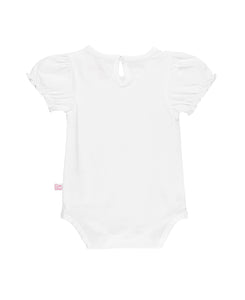 RuffleButts + RuggedButts® White Knit Puff Sleeve Bodysuit