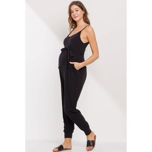 Belted Maternity Jumpsuit