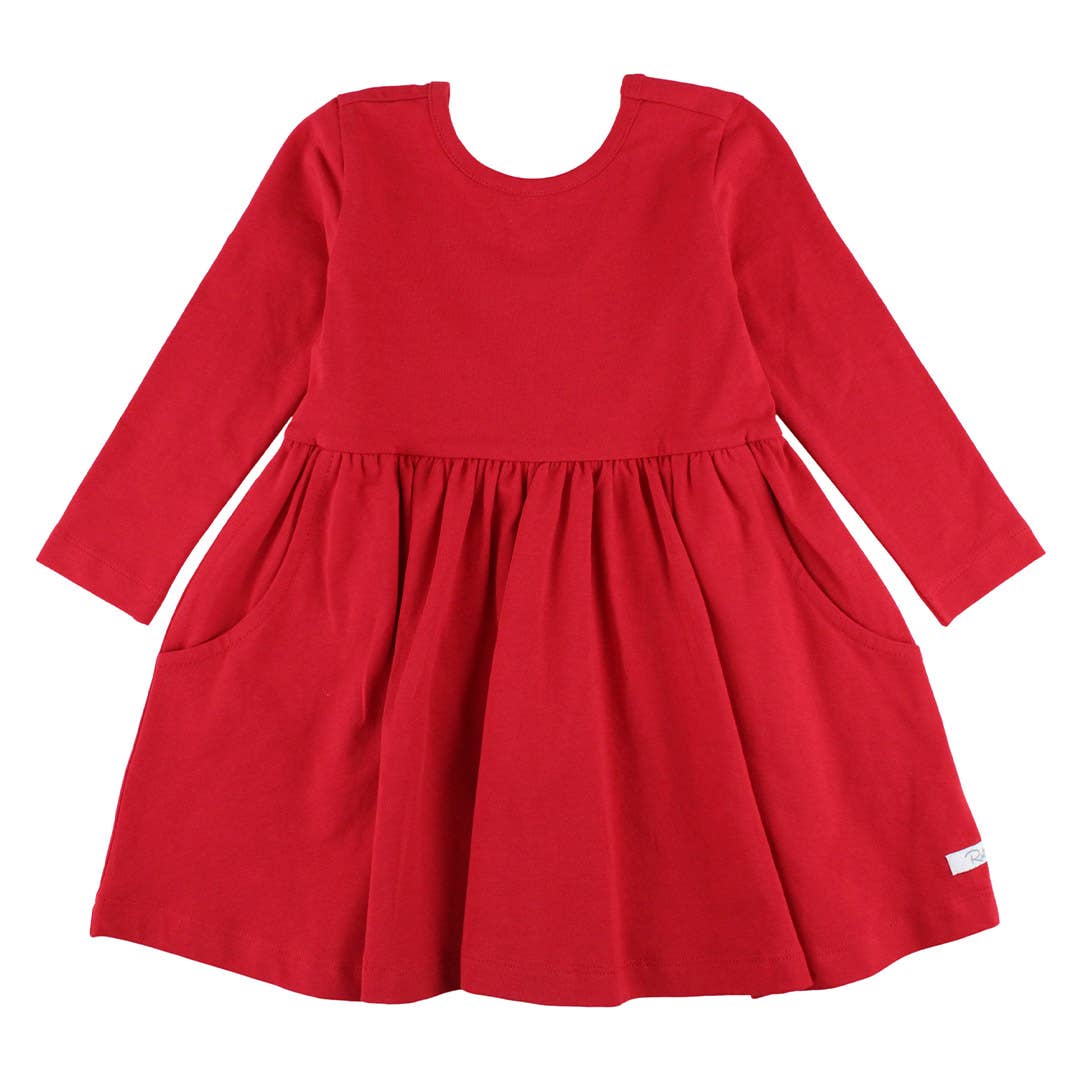 Girls Red Knit Long Sleeve Twirl Dress