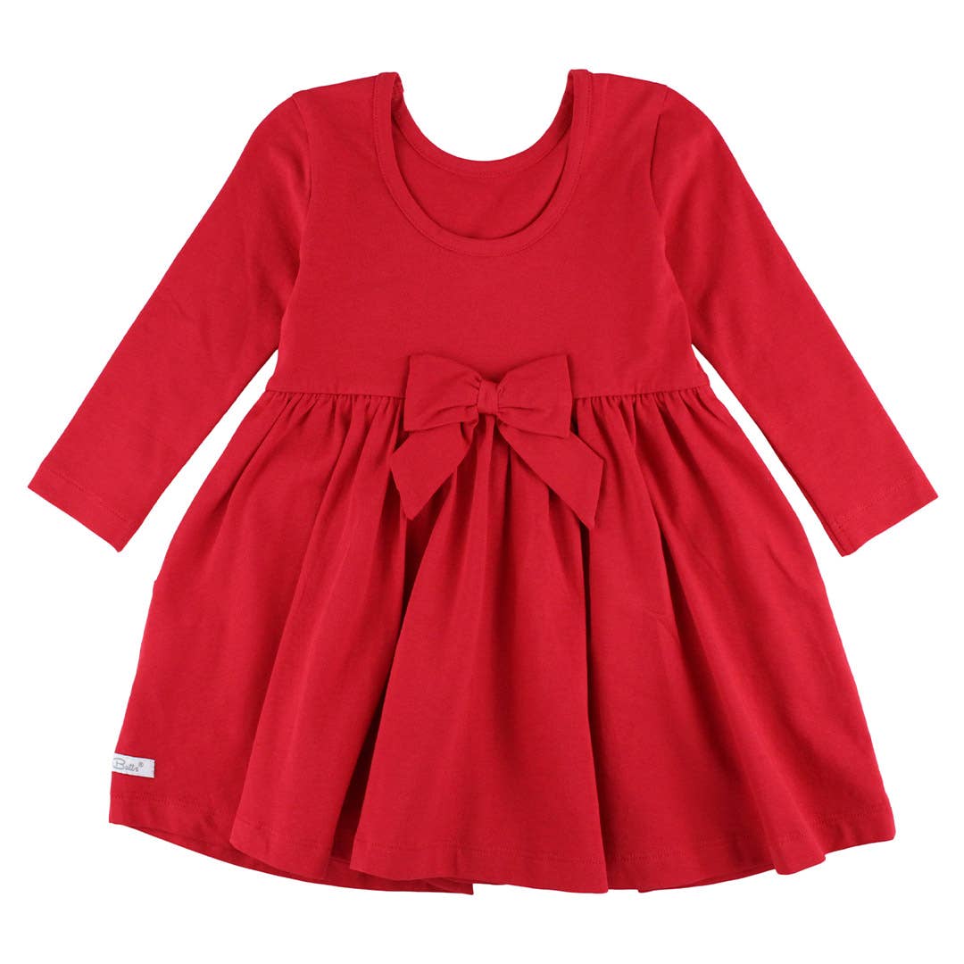 Girls Red Knit Long Sleeve Twirl Dress