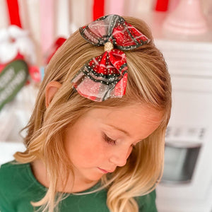 Christmas Plaid Bow Clip - Kids Holiday Hair Clip