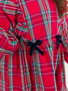 'Tis The Season Plaid Ruffle Bow Dress