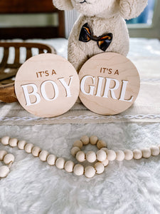 "It’s a Boy" Gender Reveal Announcement Sign - Round