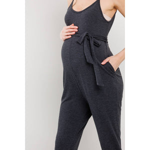 Belted Maternity Jumpsuit