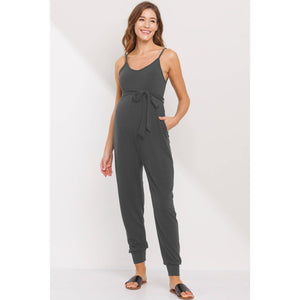 Belted Maternity Jumpsuit