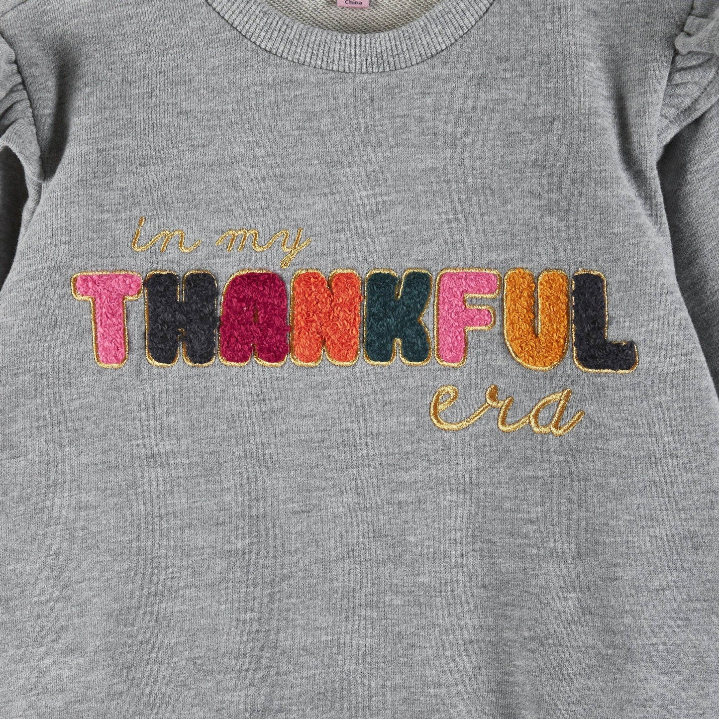 THANKFUL Ruffle Crewneck Sweater