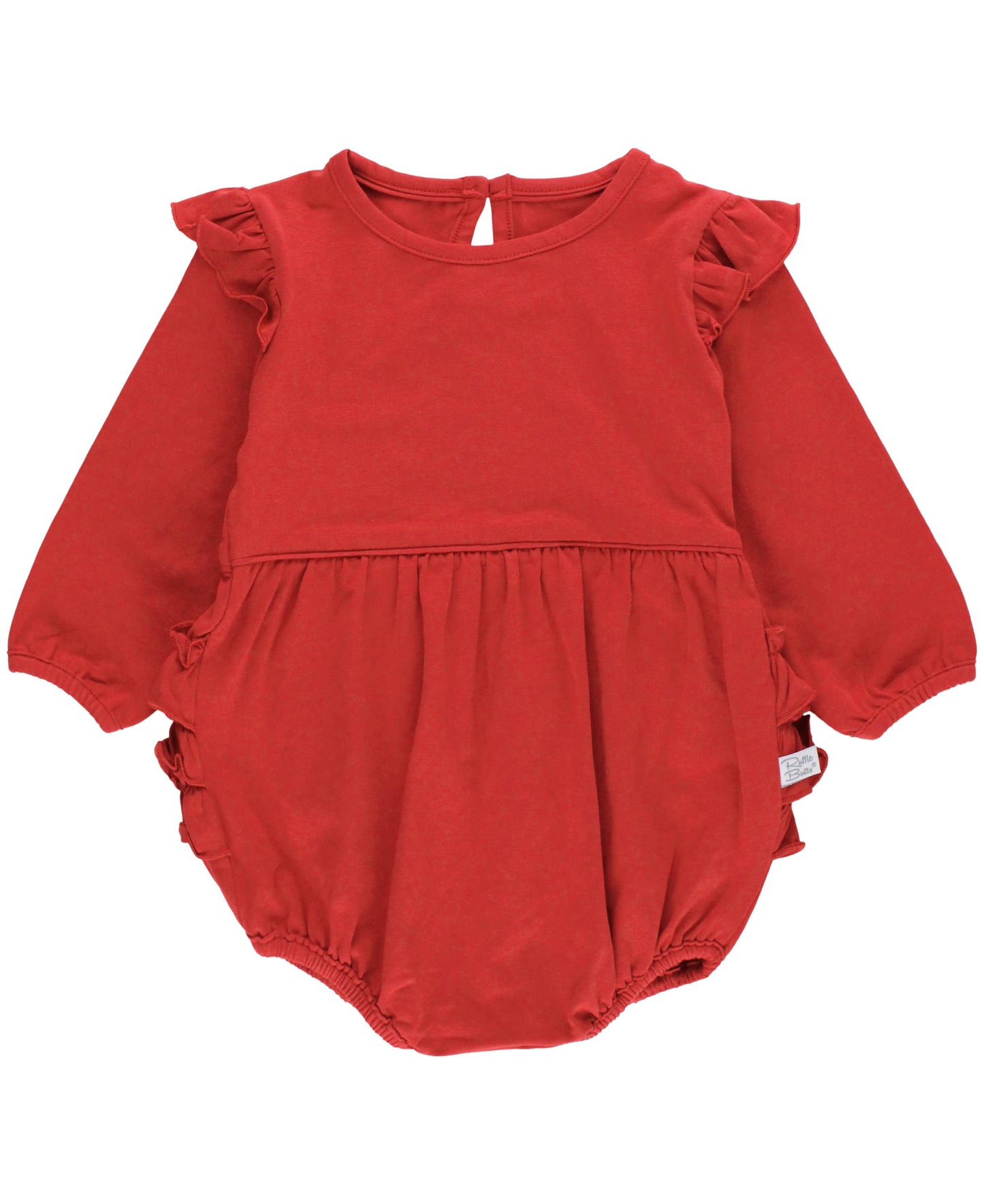 Baby Girls Red Knit Long Sleeve Flutter Bubble Romper