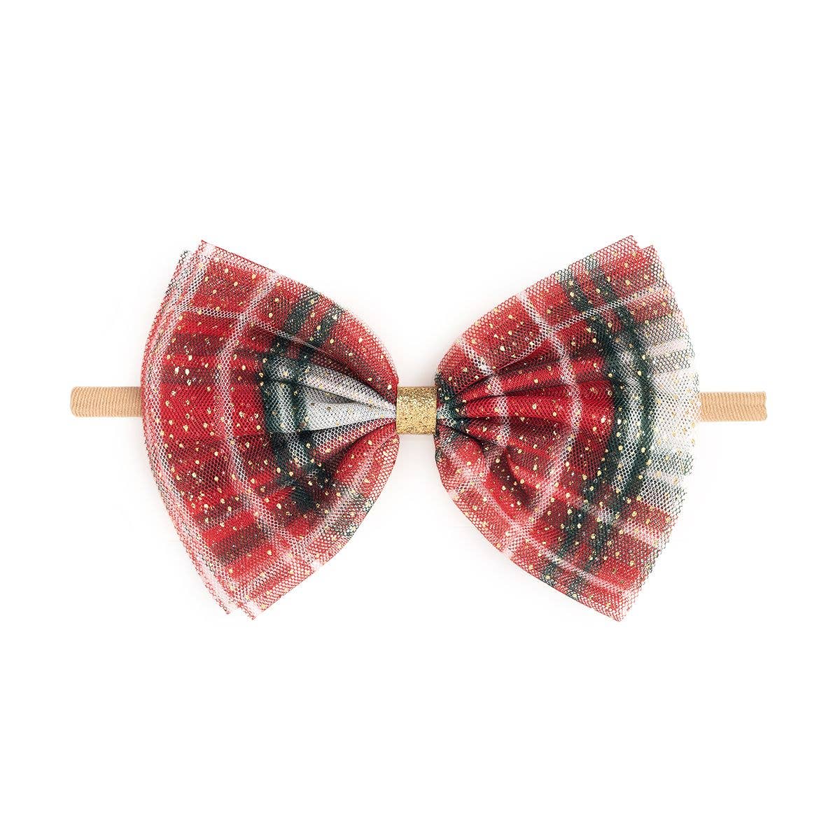 Christmas Plaid Bow Baby Headband