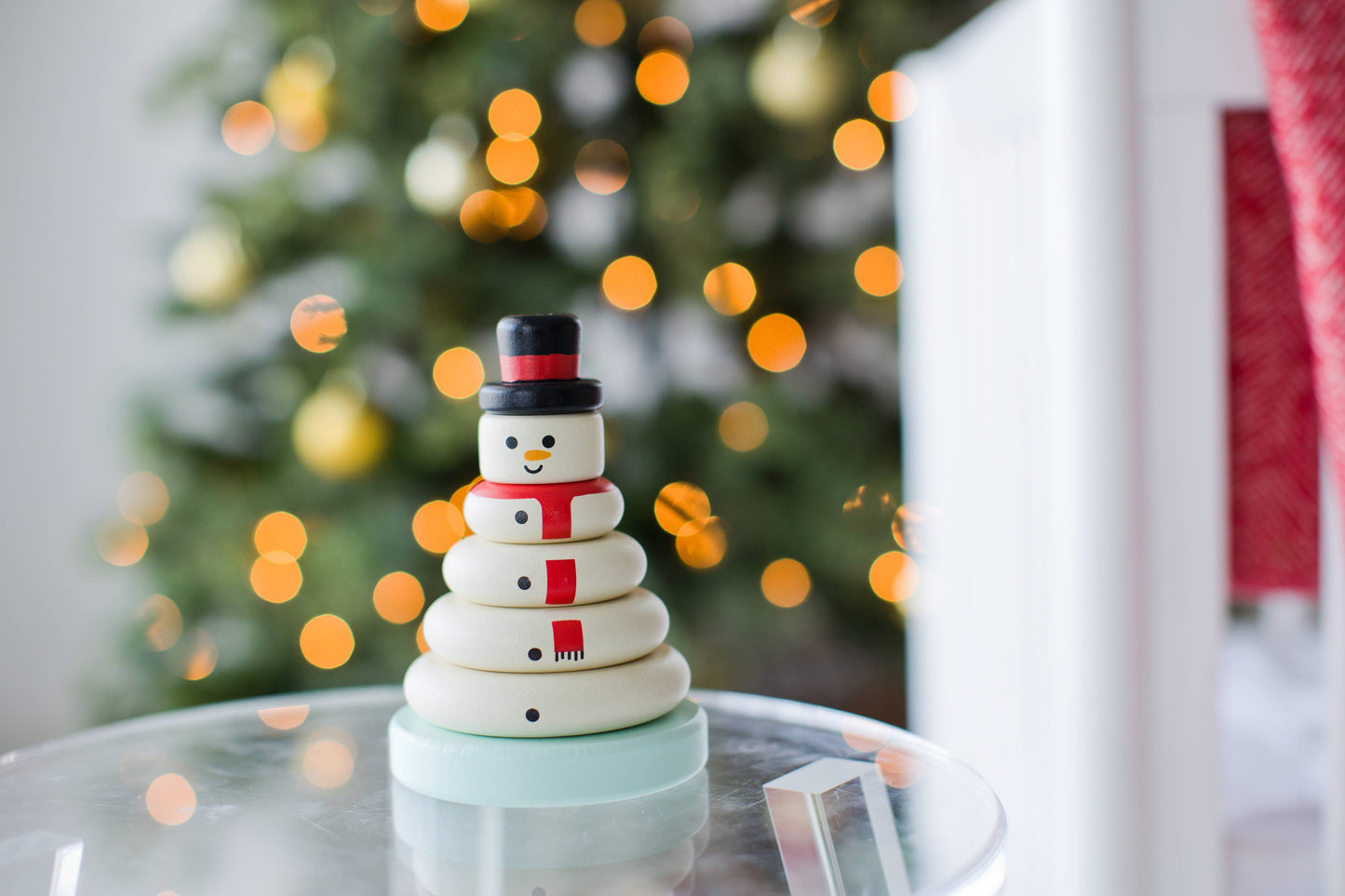 Wooden Snowman Stacking Holiday Toy Set