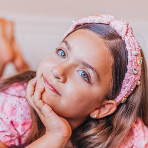 Embellished Pearl Tweed Knot Headband