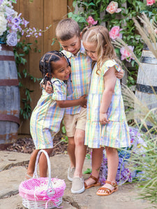 RuffleButts + RuggedButts® Boys Plaid Button-Up Romper