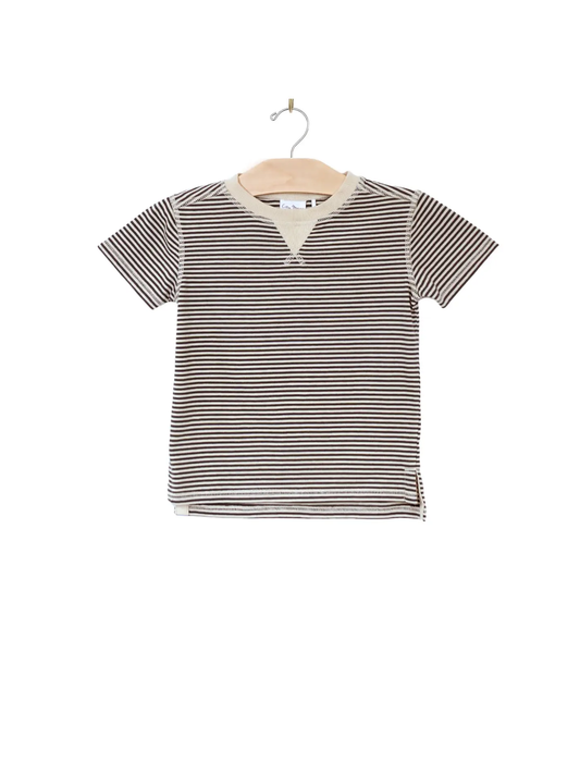 Whistle Patch Tee- Stripes- Charcoal