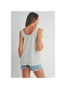 Polka Dot Tie-Shoulder Maternity Flowy Tank Top