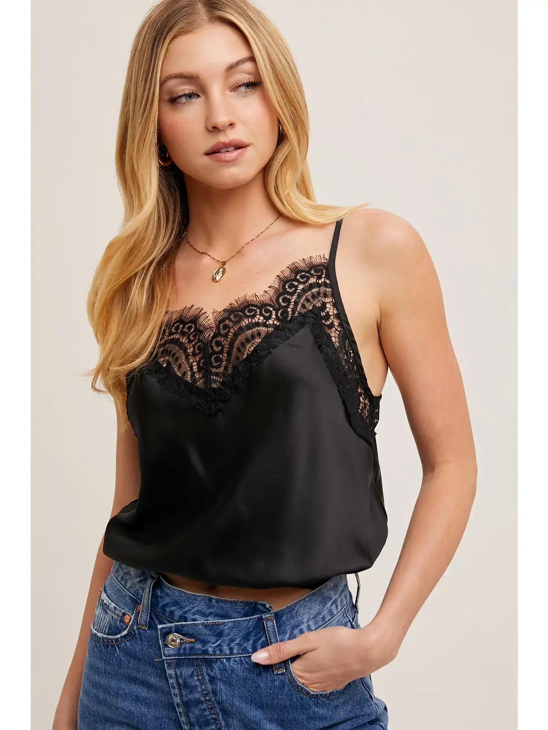 Silky Lace Trim Camisol