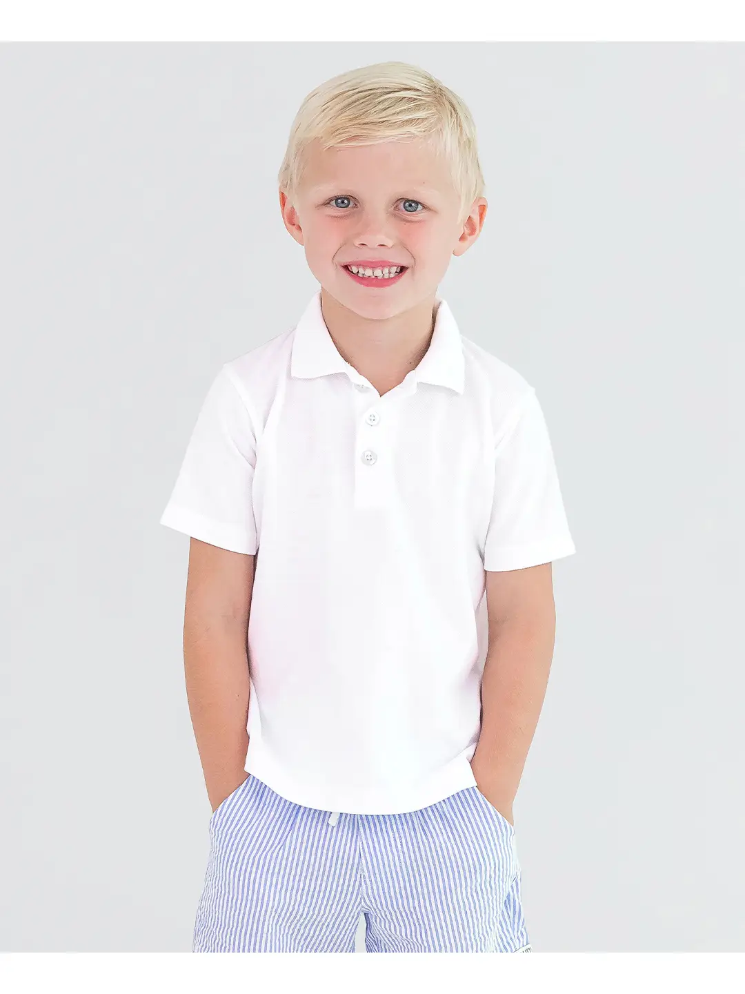 White Pique Short Sleeve Polo Shirt