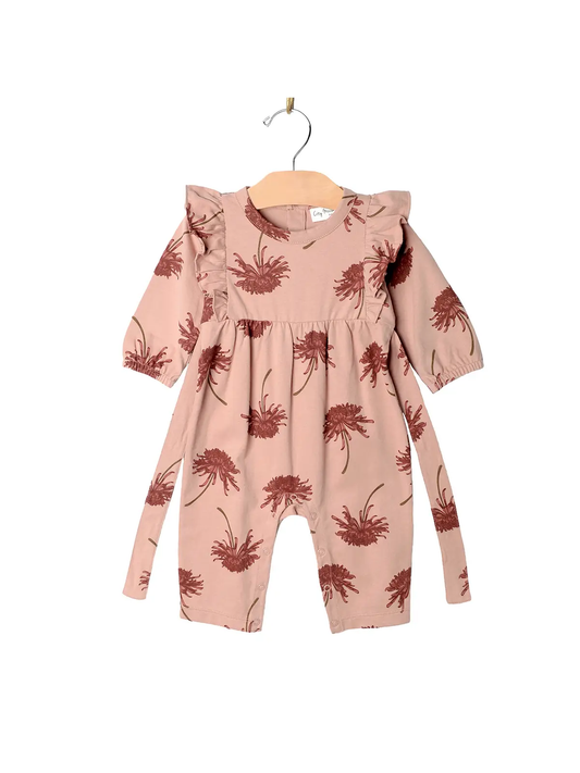 Flutter Sleeve Long Romper- Fall Chrysanthemum