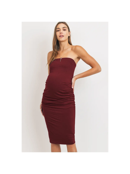 Jersey Tube Bodycon Maternity Ruched Dress