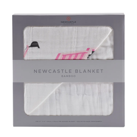 Pink Digger and White Bamboo Blanket