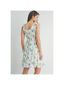 Floral Tie-Strap Surplice Maternity Nursing Dress