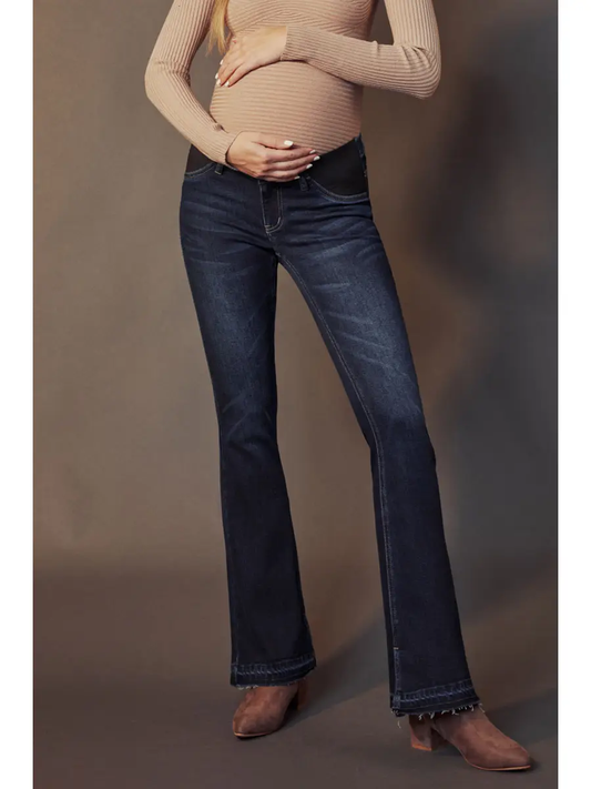 Dark Wash Flare Maternity Denim