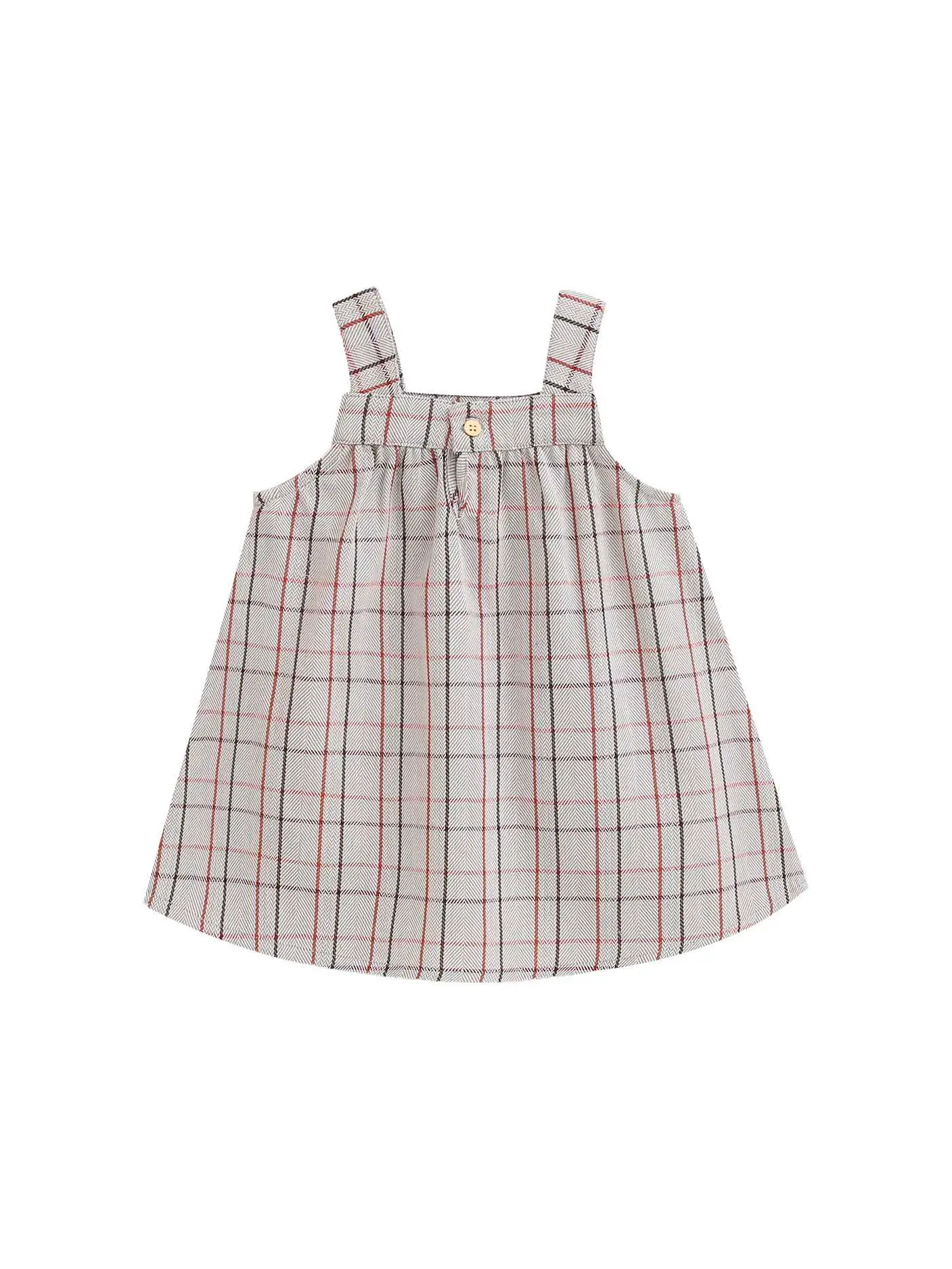 Pichi Baby Girl Gray with Red, Maroon and Brown Checkered