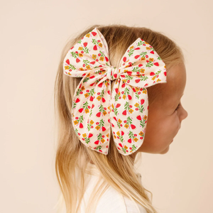 Lou Lou & Co. Heirloom Bow Red Floral Clip