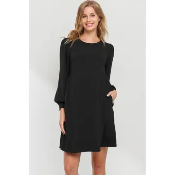 Round Neck Maternity Skater Dress with Pockets