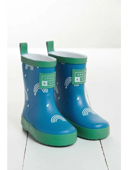Royal Blue Rainbow Color-Changing Kids Wellies