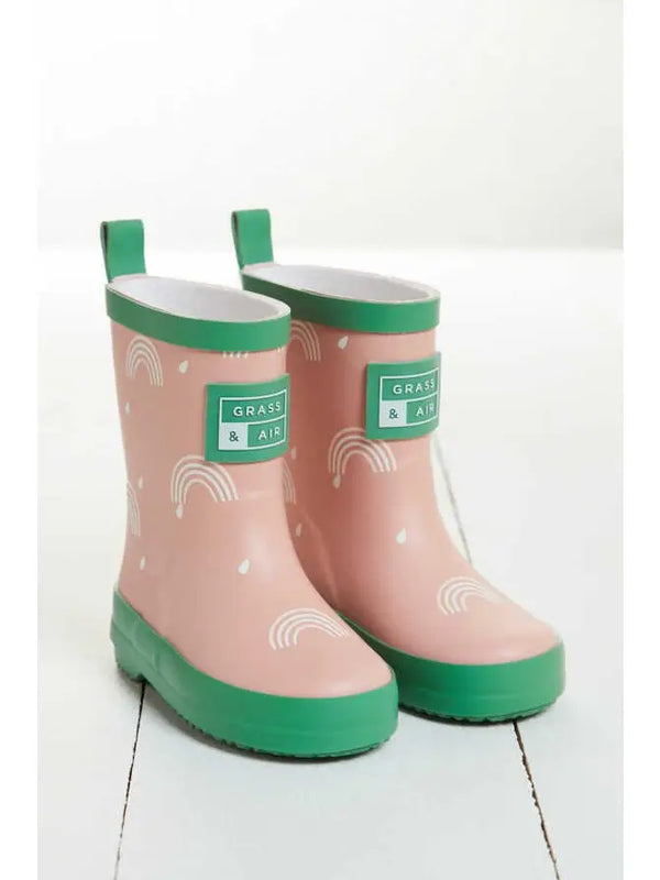 Pink Rainbow Color-Changing Kids Wellies
